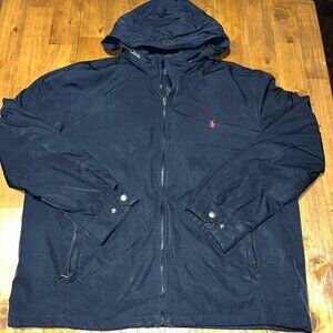 Polo Ralph Lauren men's black full zip packable hood coat jacket XXL *see desc